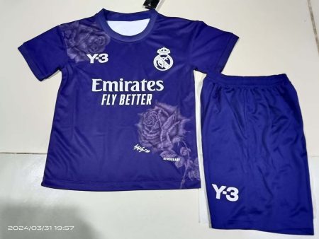 2024/2025 Real Madrid Y-3 Special Edition Purple Football Shirt Kids Size Suit