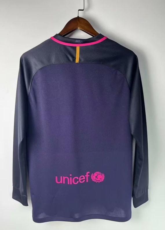2016/2017 Retro Long Sleeve Barcelona Away Football Shirt