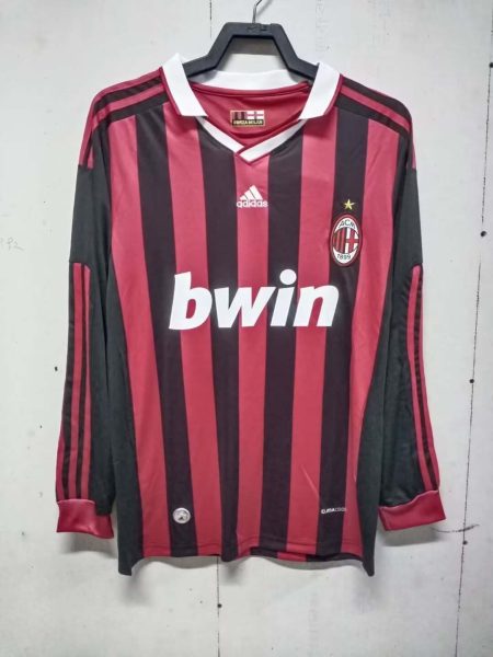 2009/2010 Retro Long Sleeve AC Milan Home Football Shirt