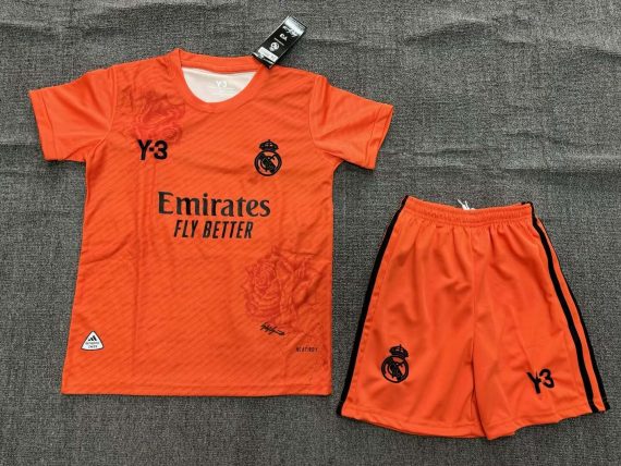 2024/2025 Real Madrid Y-3 Special Edition Orange Football Shirt Kids Size Suit
