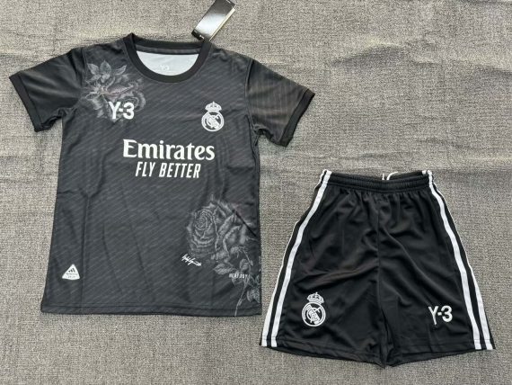 2024/2025 Real Madrid Y-3 Special Edition Black Football Shirt Kids Size Suit