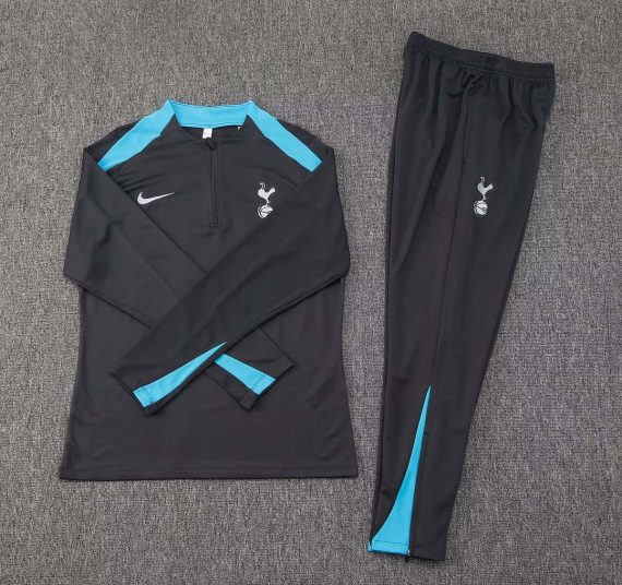 24/25 Tottenham Half-Pull Training Suit Black Jersey Set
