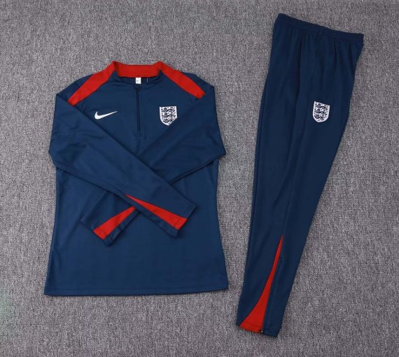 2024 England Half-Pull Training Suit Royal blue Soccer Jersey Set