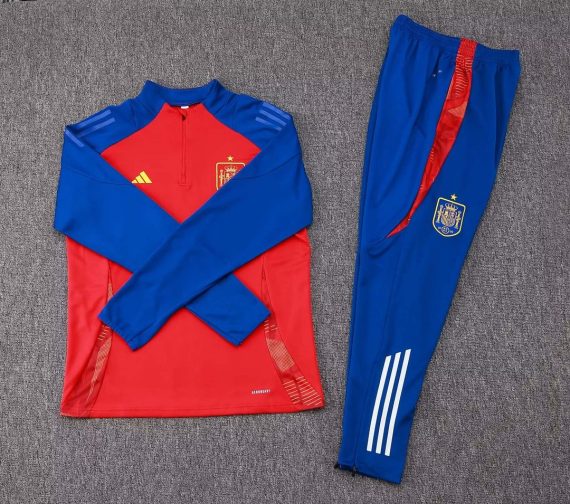 2024 Spain Half-Pull Training Suit Red Football Shirt Set