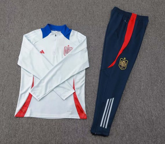 2024 Spain Half-Pull Training Suit Baby blue Football Shirt Set