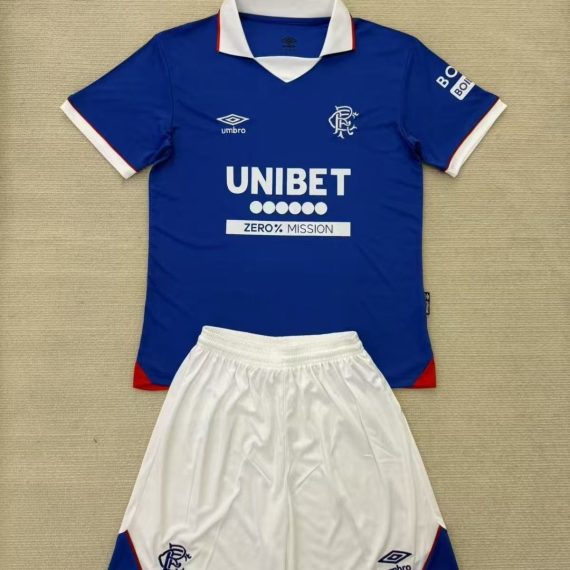 25/26 Rangers Home Football Shirt Kids Size Suit