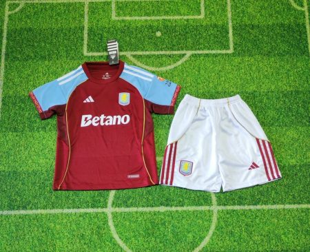 25/26 Aston Villa Home Football Shirt Kids Size Suit