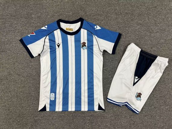 25/26 Real Sociedad Home Football Shirt Kids Size Suit